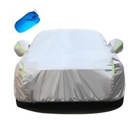 Silver Full Car Cover with Door Zipper Mirror Pocket Reflective Strips, Car Covers Waterproof, Dustproof Scratch proof UV resistant for Outdoor Saloon Hatchback SUV (E, 3M(Sedan) 450x175x150CM)
