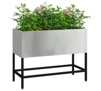 vidaXL Anthracite Metal Decorative Inlays Planter - Weather, Indoor/Outdoor Versatile Rectangular Planter for Balconies, Gardens & Home Décor