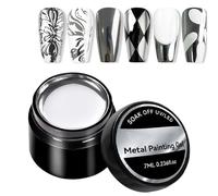 Silver Gel Nail - 7ml Mirror Chrome Lacquer, High Gloss Finish, 3D Reflective Effect | Professional Manicure Color For Women Girls Salon Home Art Design Accessories Gift Set Fashion !!