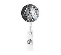 Silver Geometric Figure Badge Reel Retractable Badge Holders Lightweight ID Badge Reels Cute Nurse Name Card Holder with Keychain Funny ID Badge Clip for Men Women