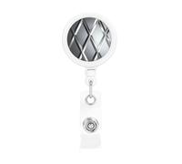 Silver Geometric Figure Badge Reel Retractable Name Badge Holders Funny Nurse Badge Clip with Keychain Lightweight Plastic ID Card Holders for Men Women Gifts
