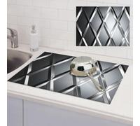 Silver Geometric Figure Dish Drying Mat for Kitchen Counter Super Absorbent Microfiber Drainer Mats Large Size Dish Drying Pad Quick Drying Dish Rack Pad 18"x 24"