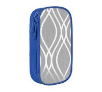 Silver Geometric Figure Pencil Case Blue Pencil Bag with 2 Compartments | Large Capacity Pencil Pouch Stationery Organizer Makeup Bag For Students Office Travel Art Supplies