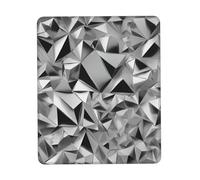Silver Geometric Figure Print Small Desk Pad,Rubber Base with Precision Stitched Edges,Perfect for Office,Gaming