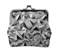 Silver Geometric Figure print Small Pouch Kiss Lock Coin Purse for Women Coin Change Purse, Credit Card Wallet