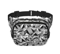 Silver Geometric Figure Print Square Double Layer functionality Waist Bag Unisex Crossbody Pack Travel Workout, Black, One Size