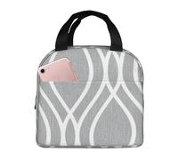 Silver Geometric Figure Print Students Lightweight Insulated Lunch Bag School Thermal Tote Work Picnic Travel