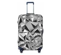 Silver Geometric Figure Print Suitcase Covers Personalized Luggage Protector Elastic Washable Travel Gear Cover, Black, XL