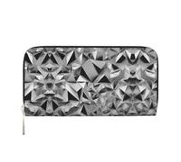 Silver Geometric Figure Print Women Wallet Trendy Travel-Friendly 7.9X3.9in Casual Clutch Purse Gift for Ladies, Black, One Size, Art