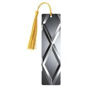 Silver Geometric Figure Wood Bookmark for Book Lovers Birthday Teachers Gift, Handmade Craft Book Marks Ornaments with Tassel Exquisite Reading Page Markers for Men Women