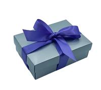 Silver Gift Box with Lid | Pick Your Ribbon Colour | Small Flat-Packed Gift Boxes for Presents, Birthday or Baby Gifts | Size 148x105x50mm (Lavender Ribbon 43)