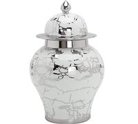 Silver Ginger Jar With Lid - Decorative Ceramic Porcelain Temple Jar for Home Decor (Color: A, Size: 24.5*38cm)