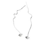Silver Ginkgo Biloba Dangle Threader Ear Thread Through Earrings A1679
