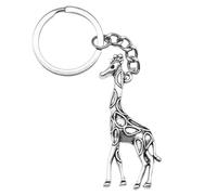 Silver Giraffe Wildlife Charm Keyring Keychain