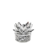 Silver Glass Lotus Flower Tealight Candle Holder, 12cm, Elegant, Decorative Home Decor Ornament