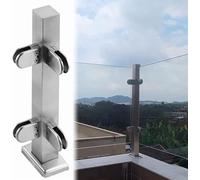 Silver Glass Railing Support Kit, Vertical Glass Panel with Clamp, 1 Piece Corner Post for Balcony, Terrace, Home - Durable, Stylish, Easy Installation