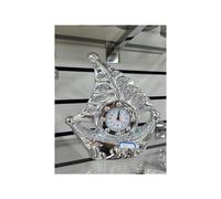 Silver Glass Sparkle Ornament Bling Clock Sail Boat 18x3.81cm