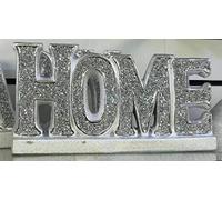 Silver Glass Sparkle Ornament Bling Crushed Diamond Gift | CRYSTALLIZED HOME letter Sign character Shelf sitter | Handmade Craft |Present Gifts for all occasion Home Decor