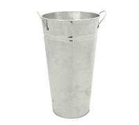 APAC Galvanized Metal Flower Vase (30cm H x 17cm Dia), Set of 2, Rustic Farmhouse Tall Flower Bucket with Handle, Galvanized Zinc Planter for Outdoor Indoor Home Décor