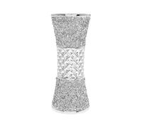 Silver Glitter Crushed Diamond Flower Vase - Luxury Mirrored Crystal Textured Decorative Vase for Living Room, Dining Table, Wedding Centrepiece & Modern Home Decor (25 centimeters)