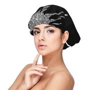 Silver Glitter Drips Sparkle Black,Adjustable Silk Hair Wrap Adult's Satin Sleeping Cap Hair Women's Elastic Sleep Bonnet