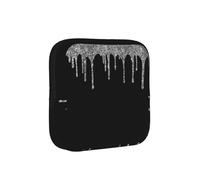 Silver Glitter Drips Sparkle Black, Sanitary Pad Storage Bag, Pad Holder Bag with Zipper, Change Purse