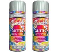 Silver Glitter Effect Colour Spray Paint Decorative Creative Crafts 200ml x 6