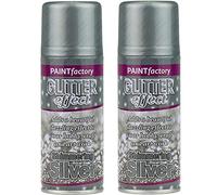 Silver Glitter Effect Colour Spray Paint Decorative Creative Crafts 200ml x2