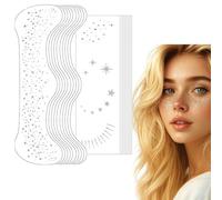 Silver Glitter Face Tattoo Stickers Waterproof Temporary - Assorted Fine Glitter Stars Gems Designs For Festival Christmas Carnival Cosplay Dance Wedding Birthday Party Makeup Sparkling Accent