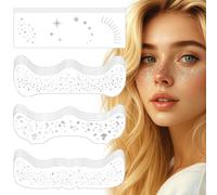 Silver Glitter Face Tattoos for Sparkling Party & Festival Makeup - 20PCS Waterproof Temporary Stickers for Girls, Women, Cosplay, Halloween, Rave Events, Glittering Hearts, Stars, Dots Designs, Four