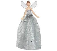 Silver Glitter Fairy | Gisela Graham Christmas Tree Topper | 20cm Tall