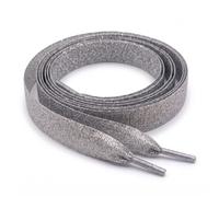 Silver Glitter Laces for Trainers 65cm- Satin Ribbon Shoelaces for Boots, Ideal Replacement Laces for Fashion Sneakers, Casual Shoes and Everyday Footwear