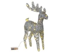 (Silver Glitter) LED Reindeer Plastic Rattan Wire Frame Christmas