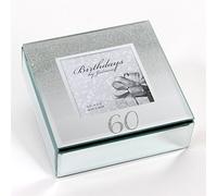 Silver Glitter Mirror Glass Trinket Jewellery Box 60th Gift Birthdays by Juliana