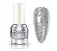 Silver Glitter Nail Polish,Quick Dry Sparkle Nail Varnish,Silver Diamond Long Lasting Glitter Nail Colour,Chip Resistant High Gloss Finish, No UV Lamp Required, Perfect for Beginner Party Girl
