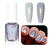 Silver Glitter Nail Polish - Quick Drying Nail Polish - Holographic Nail Varnish Magic Rainbow Effect - Long Lasting Iridescent Nail Varnish - No Need Cure for Women DIY Manicure