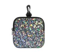 Silver Glitter Rainbow Sparkle, Square Zipper Storage Bag, Neoprene Coin Purse, Small Wallets, Change Pouch, Change Purse