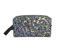 Silver Glitter Rainbow SparkleMakeup Trave Bag for Women,Cosmetic Large Capacity Organizer