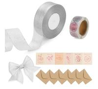 Silver Glitter Ribbons,1 1/2 Inch Gift Wrapping Ribbon Roll for Christmas, Craft, Floral, Wedding, Sewing, Bow Making, Gift Wrapping, 50 Yards