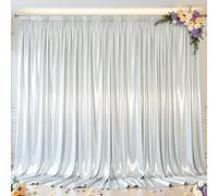 Silver Glitter Satin Backdrop Curtain for Parties 10x10FT Shimmer Photo Backdrop Drapes Non-Wrinkle Sparkle Drapes for Wedding Baby Shower Birthday Christmas Decorations