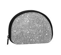 Silver Glitter SparklesSmall Makeup Sanitary Napkin Storage Bag,Women's Cosmetic Coin Purse