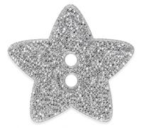 Silver Glitter Star Buttons - Pack of 10-18mm Acrylic Sewing Buttons - Star Shaped Buttons with Embedded Glitter - Craft & Knitwear - Giddy Square