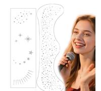 Silver Glitter Star & Dot Temporary Tattoos Waterproof Face Stickers - Long Lasting Sparkling Makeup & Festival Glitter Decals for Parties & Costume Events, Ch ye Design with Transfer Sheet