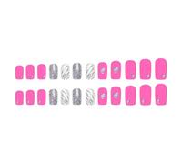Silver Glittering Heart Valentine's Day Nails Set 24Pcs False Nails Full Covers Stick On Nails Suitable For Various Occasion