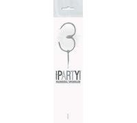 Silver Glitz Birthday Sparkler Number 3 (17cm) - Perfect for Birthday, Anniversary & Memorable Celebrations - 1 Pc