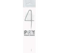 Silver Glitz Birthday Sparkler Number 4 (17cm) - Perfect for Birthday, Anniversary & Memorable Celebrations - 1 Pc