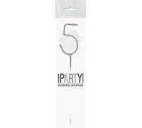 Silver Glitz Birthday Sparkler Number 5 (17cm) - Perfect for Birthday, Anniversary & Memorable Celebrations - 1 Pc