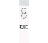 Silver Glitz Birthday Sparkler Number 8 (17cm) - Perfect for Birthday, Anniversary & Memorable Celebrations - 1 Pc
