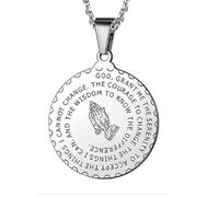 Silver God Grant Me The Serenity Payer Pendant Necklace Reinhold Niebuhr F24