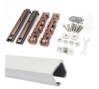 Silver/Gold/Bronze 8 - Wheels Bypass Barn Door Hardware Kit, Single Pocket Door Guide for Wood Door, Sliding Closet Door Track Top Mounted(Bronze,6m(19.7ft))